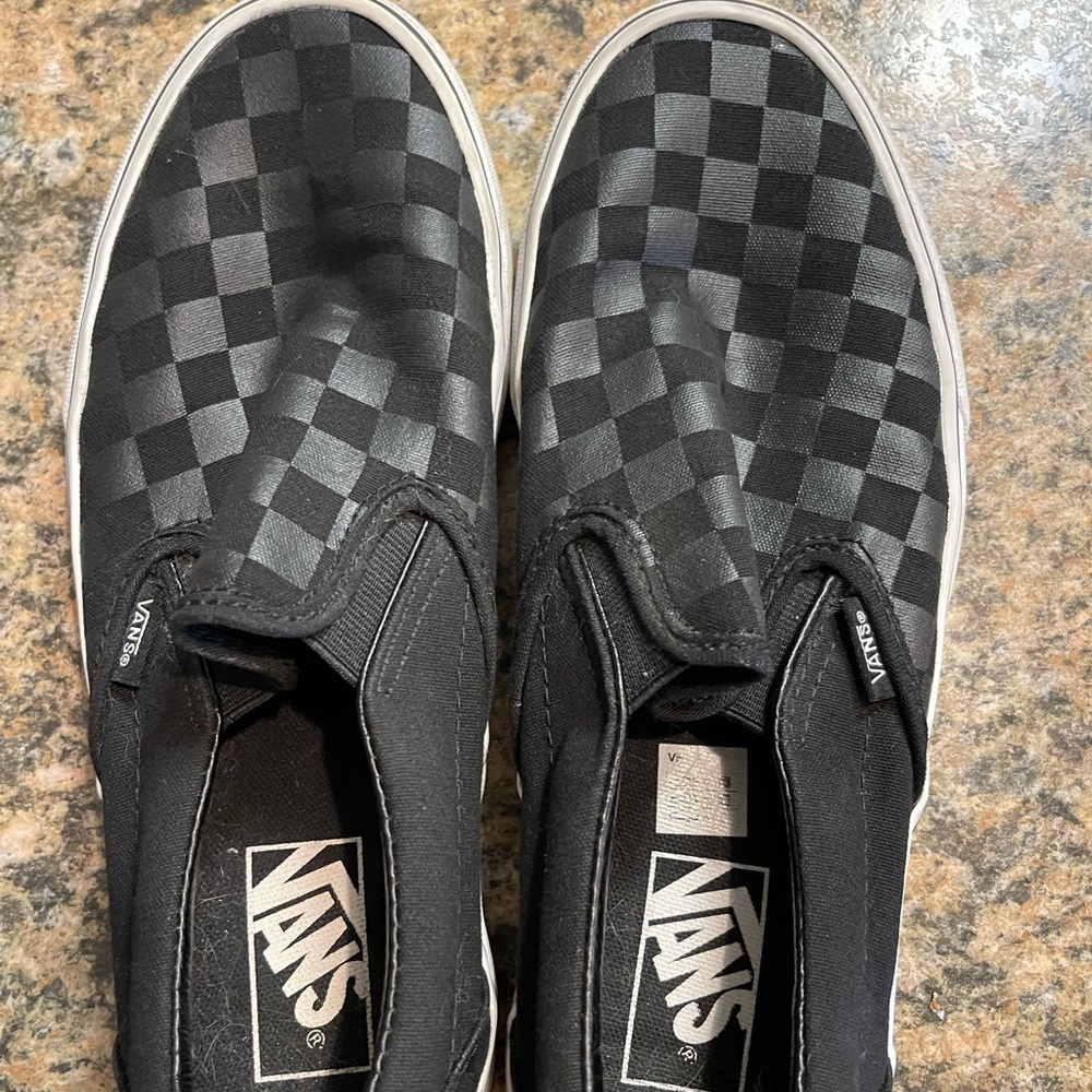Black checkered Vans